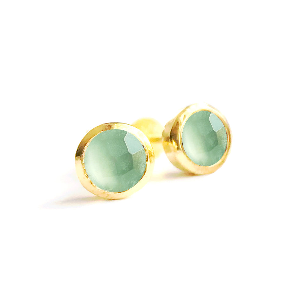 March aquamarine birthstone gold vermeil earring studs