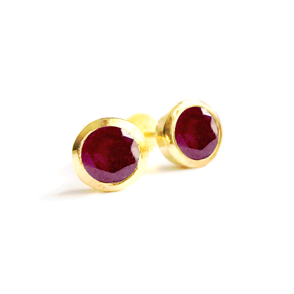 July birthstone ruby gold vermeil earrings