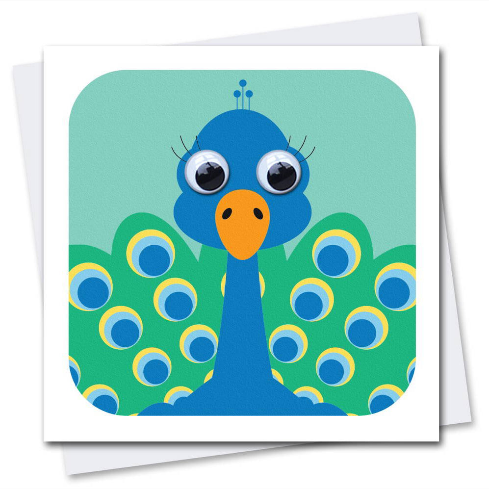 Pru Peacock with Googly Eyes Card