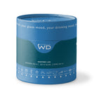 Blue cylindrical container with 'WD' branding on a white background