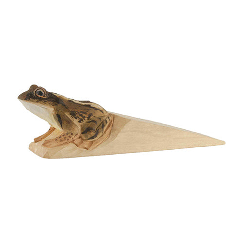 Hand -carved Wooden Frog Doorstop