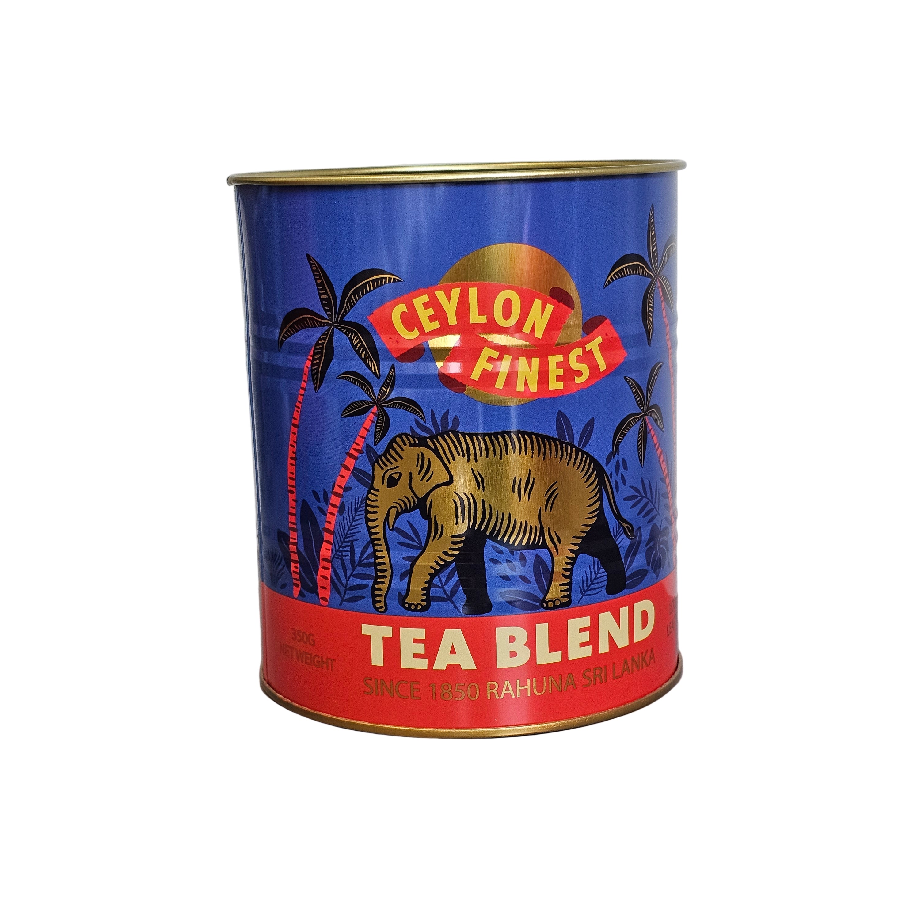 Ceylon Finest tea blend can with tiger design on a white background