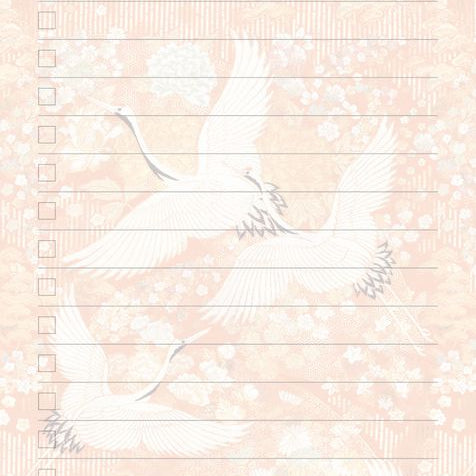 Decorative paper with a geisha design and floral patterns on a red and gold background.