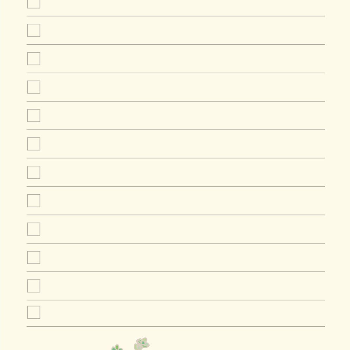 Notebook page with floral design at the bottom