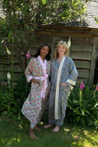 Full Length Cotton Kimono - Jaipur Blue & Yellow