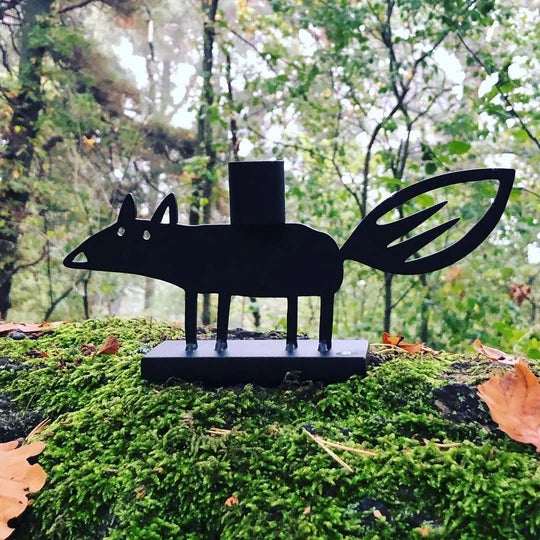 Large Steel Fox Candle Holder