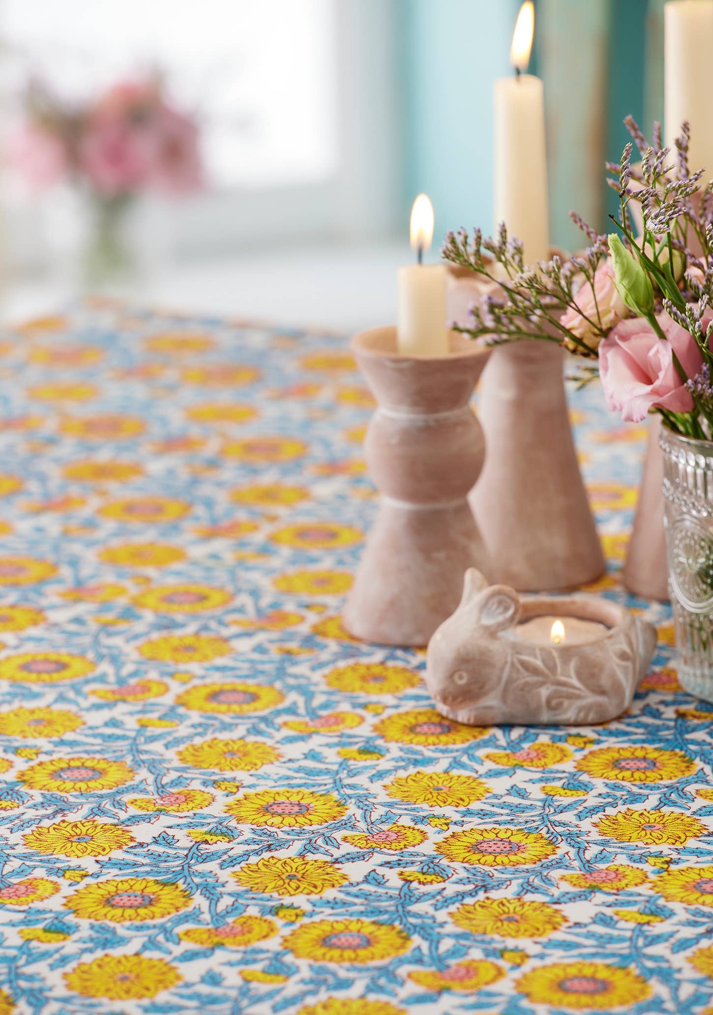 Block Print Tablecloth - Sunflower