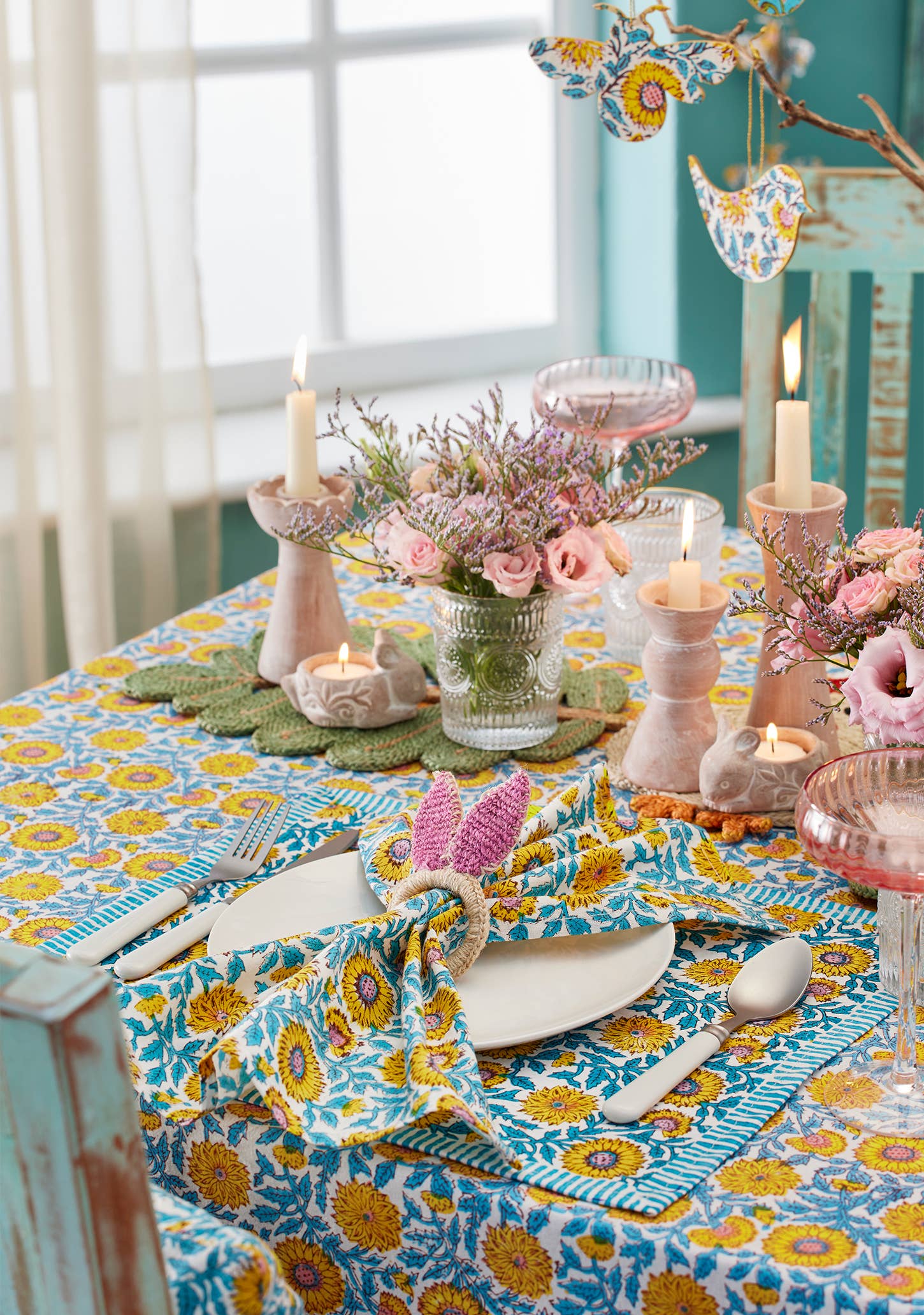 Block Print Tablecloth - Sunflower