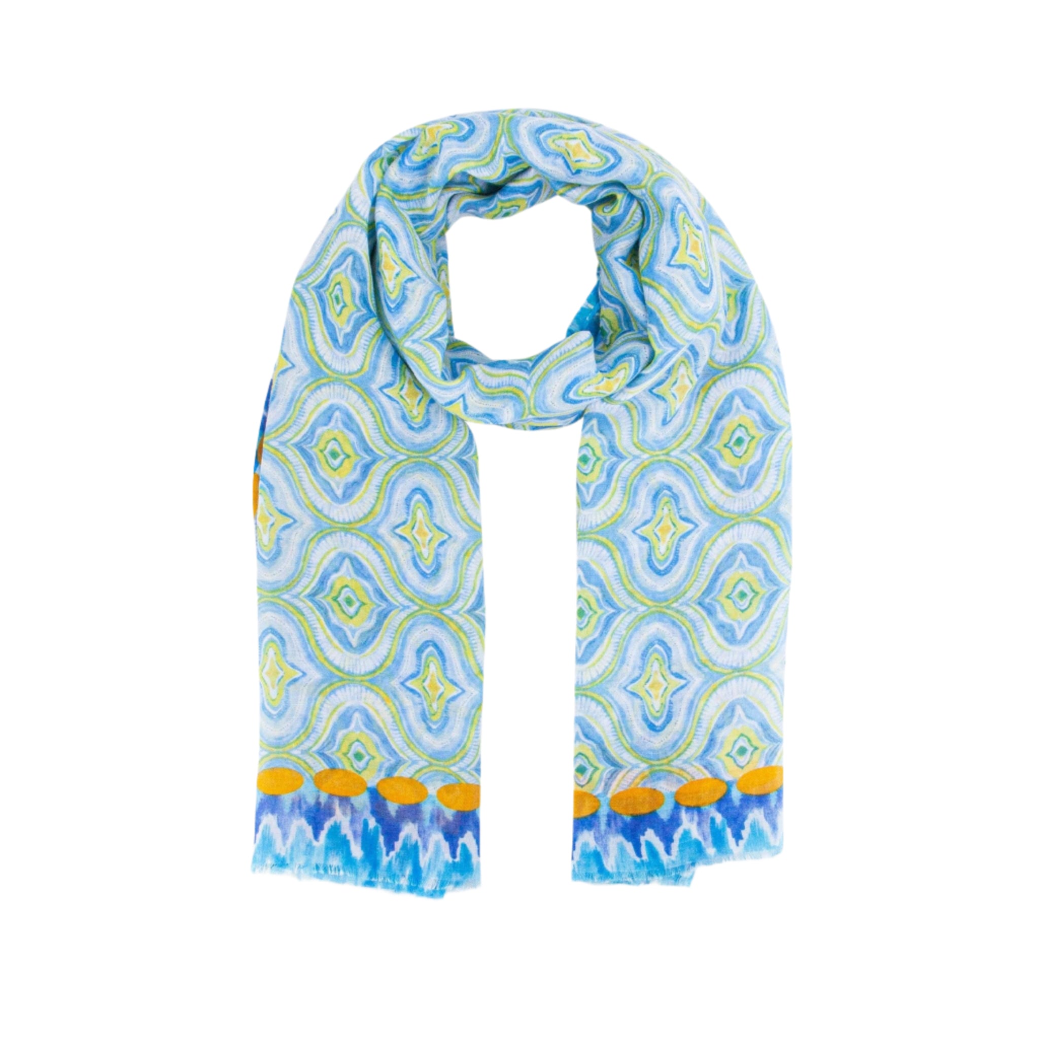 Bree Lightweight Scarf Blue Moroccan Tiles