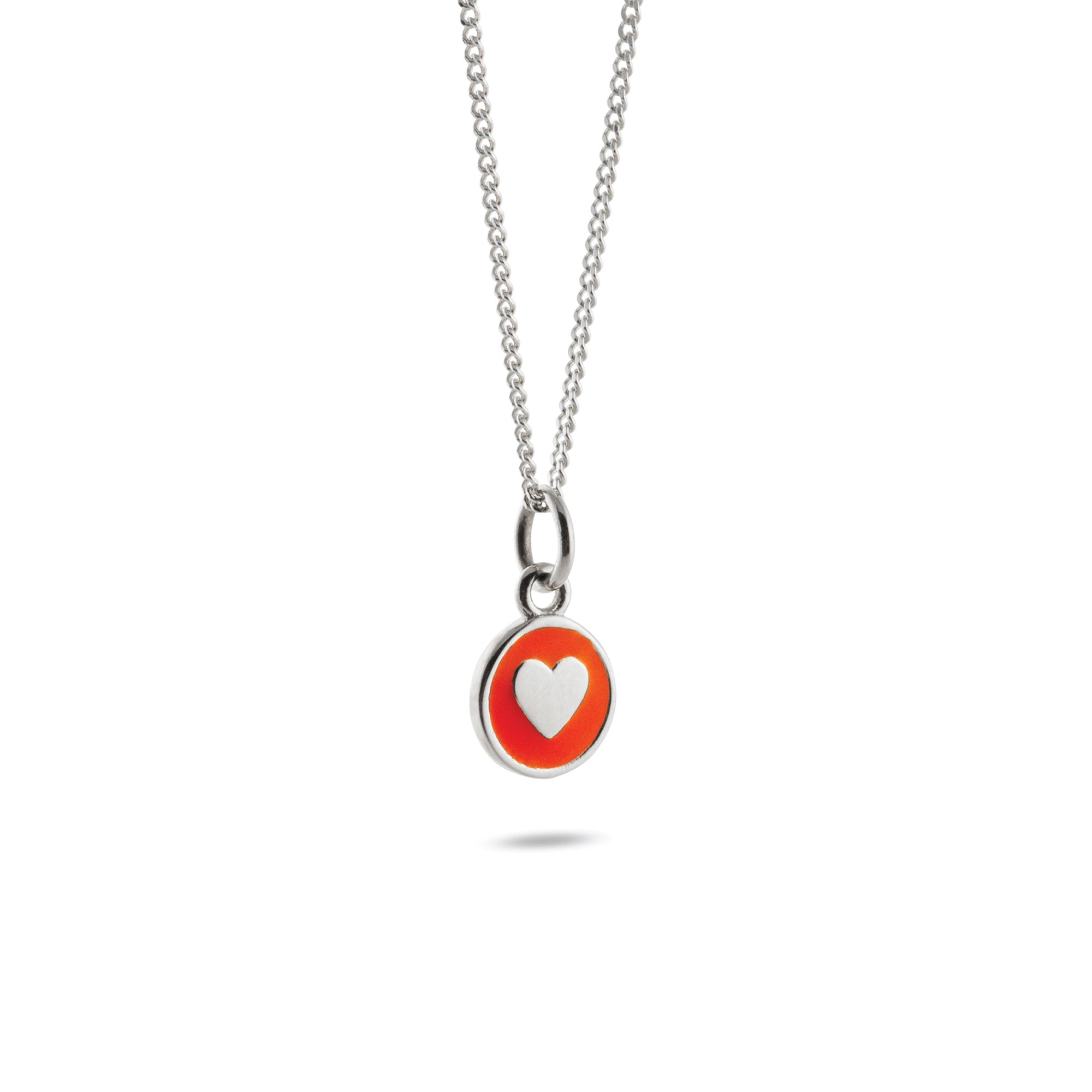 Mini Orange Heart Enamel Necklace