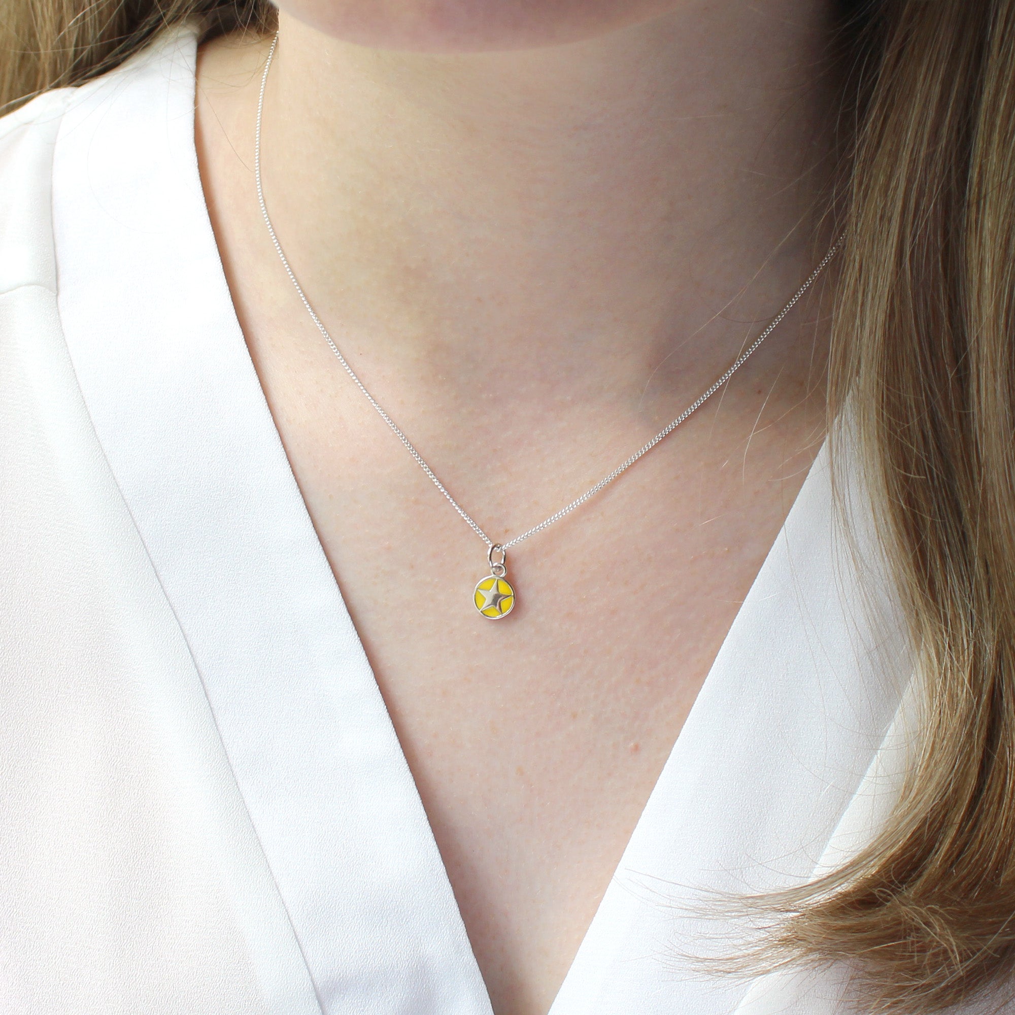 Mini Yellow Star Enamel Necklace
