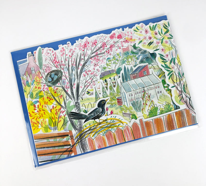 Blackbird 3D allotment card by Emily Sutton