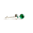 Birthstone Stud Earrings May: Emerald and Sterling Silver