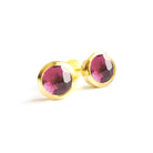 Birthstone Stud Earrings October: Pink Tourmaline and Gold Vermeil