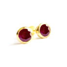 Birthstone Stud Earrings July: Ruby and Gold Vermeil
