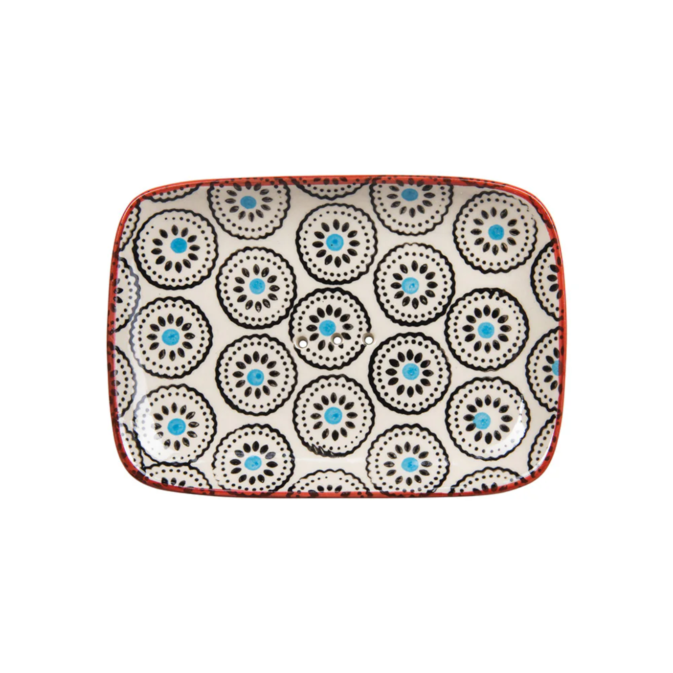 Decorative soap dish with a geometric pattern on a white background