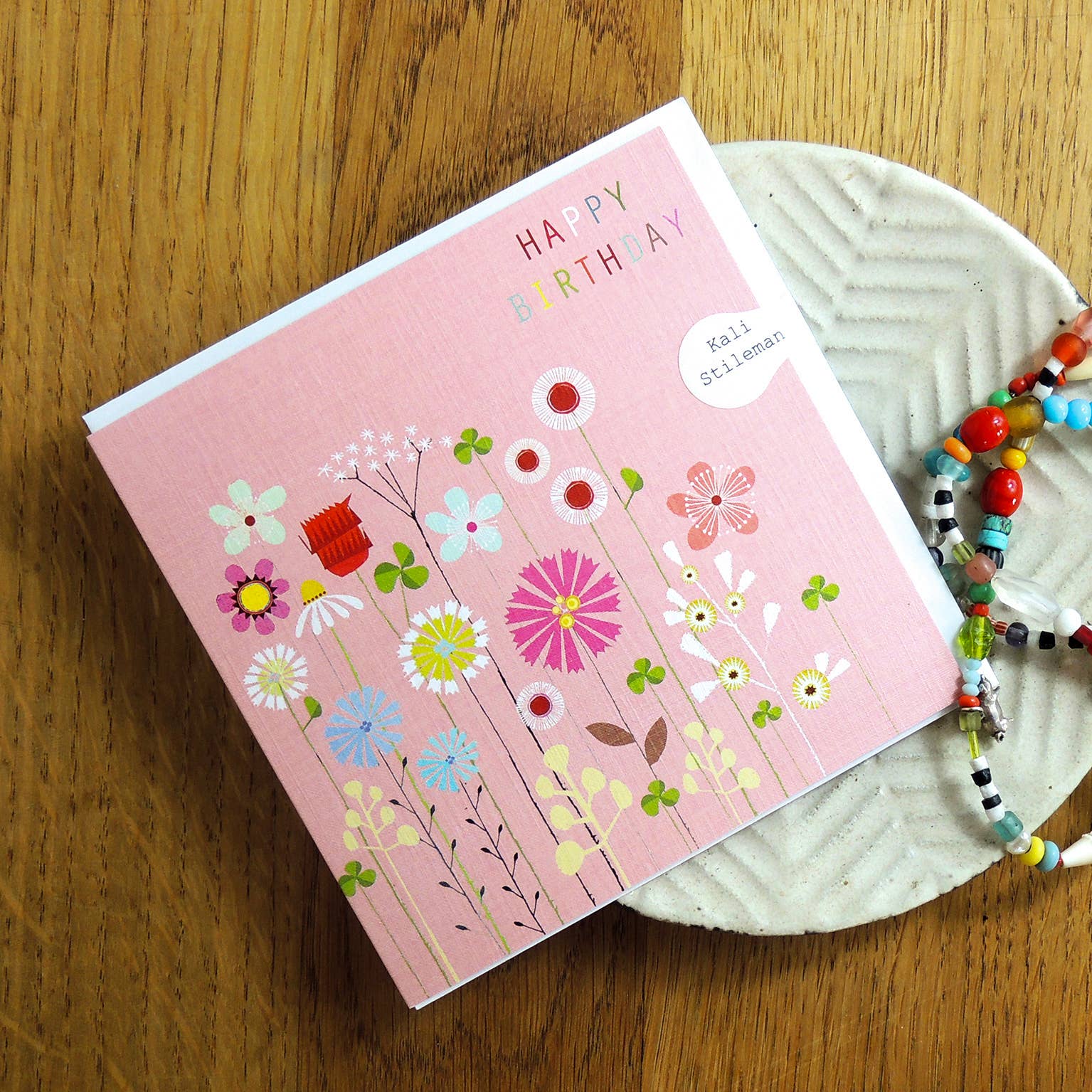 Floral Pink Happy Birthday Card