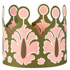 Decorative paper crown with pink floral patterns on a white background