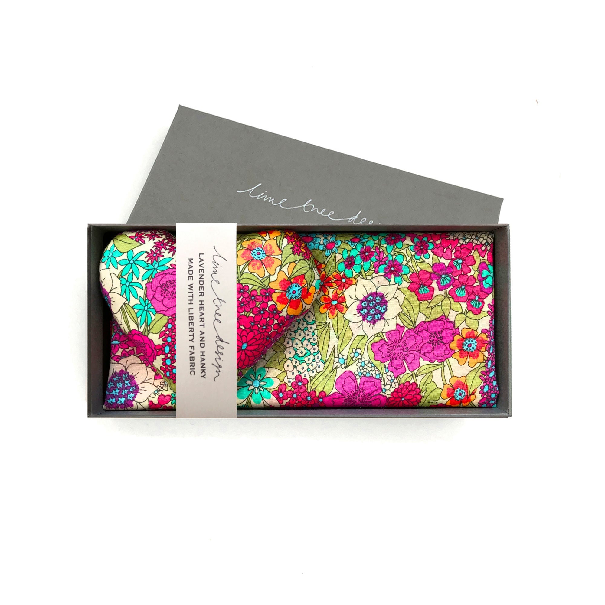 Box of 1 Lavender Heart & 1 Liberty Hanky - Ciara Lime