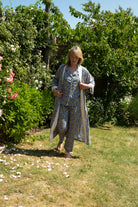 Full Length Cotton Kimono - Jaipur Blue & Yellow