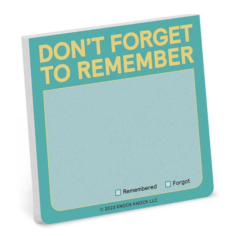 Knock Knock Don't Forget to Remember Sticky Note Green and Yellow Pastel