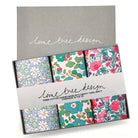box of 3 hankies made in Liberty cotton pink and green floral design