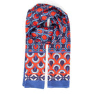 Lightweight Cotton Scarf - Navy/Red, Retro Geometric Print