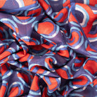 Lightweight Cotton Scarf - Navy/Red, Retro Geometric Print