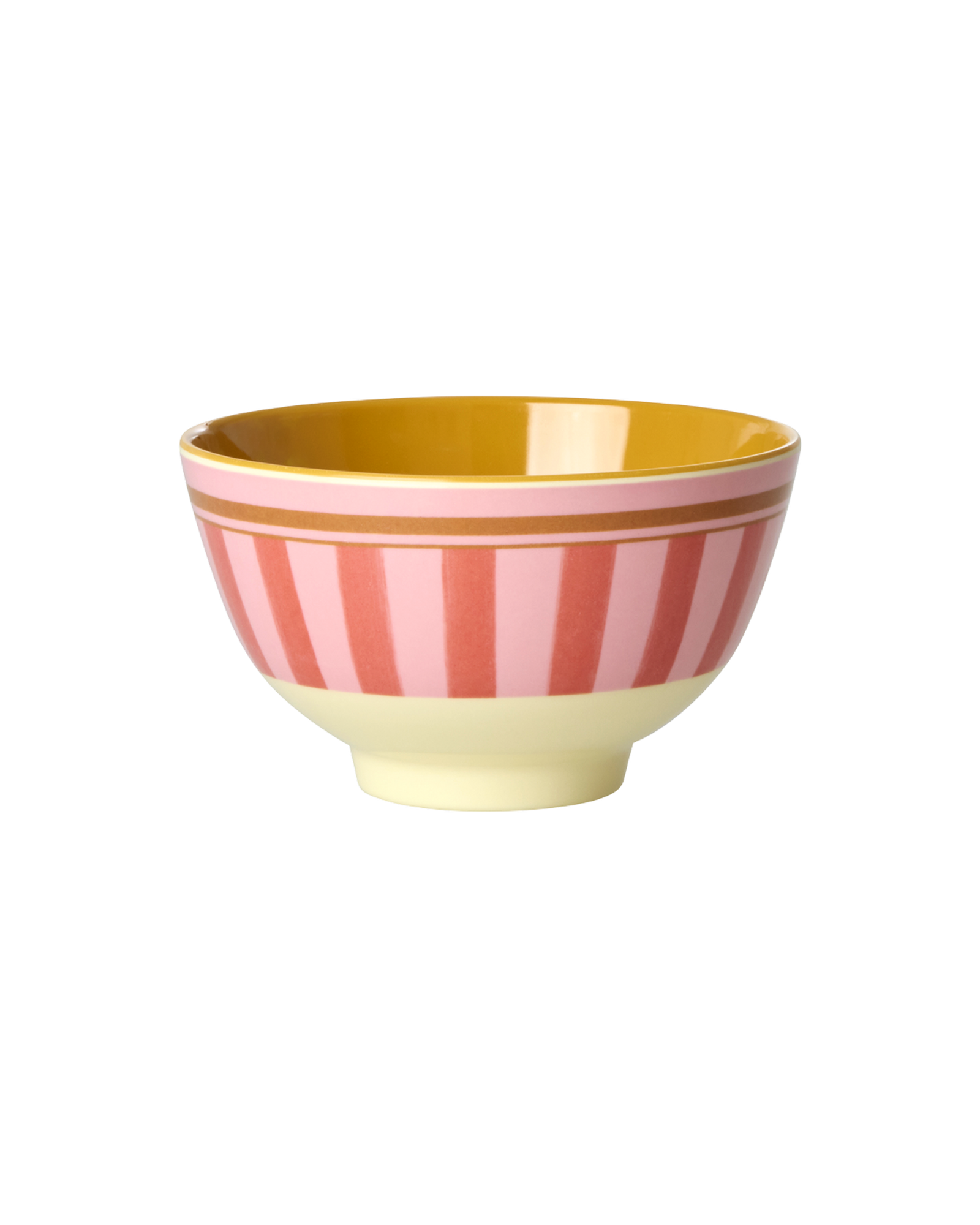 Colorful striped bowl on a white background