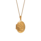 Engraved Oval Locket Necklace Rolled Gold