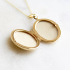 Engraved Oval Locket Necklace Rolled Gold