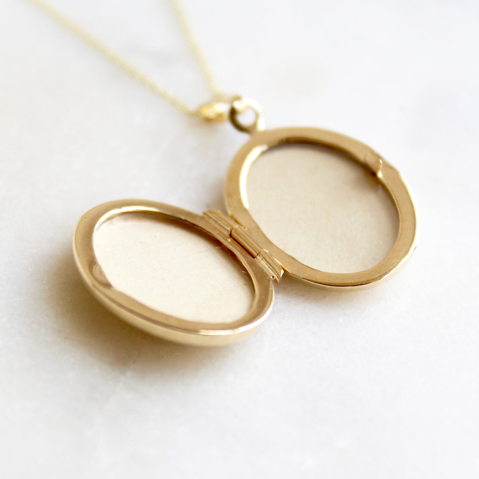 Engraved Oval Locket Necklace Rolled Gold
