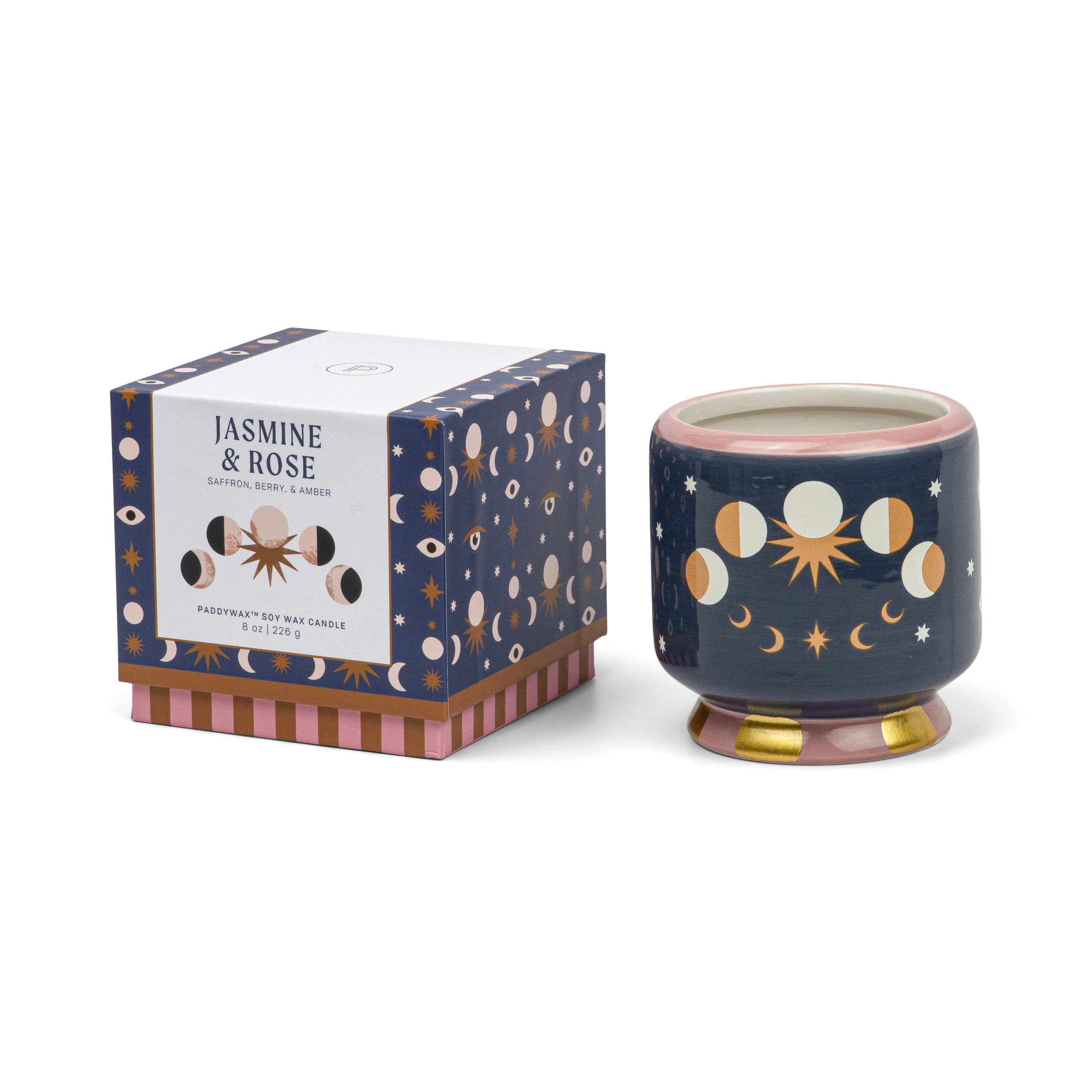 Paddywax A Dopo Moon Phases Ceramic Candle - Jasmine & Rose