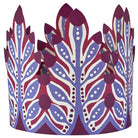 Decorative paper crown with purple and blue patterns on a white background