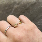 Adjustable Double Star Charm Ring Sterling Silver and Gold Vermeil