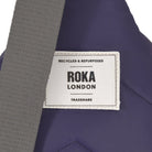 Roka London label on a product with recycled and repurposed text