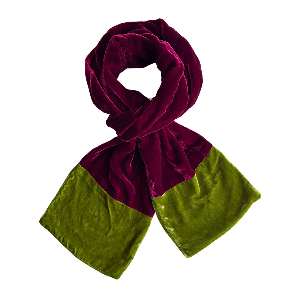 Purple and green scarf on a white background