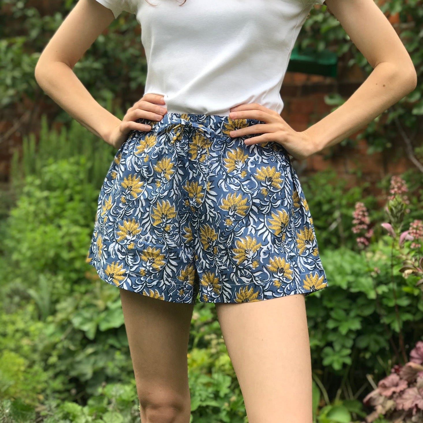 Jaipur Blue & Yellow Sleep Shorts