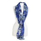 Sherwood wool stole with squirrel, owl, tree pattern: Blue