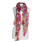 Sherwood wool stole with squirrel, owl, tree pattern: Pink