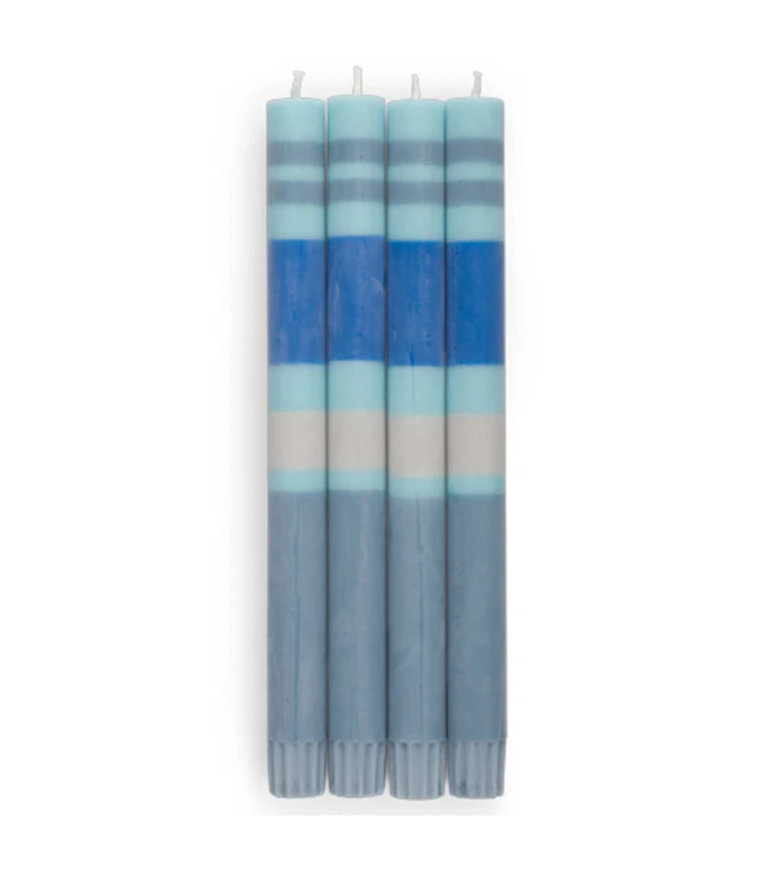 Striped Dinner Candles in Shades of Blue - Pack of 4