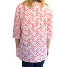 block printed orange and pink tunic top