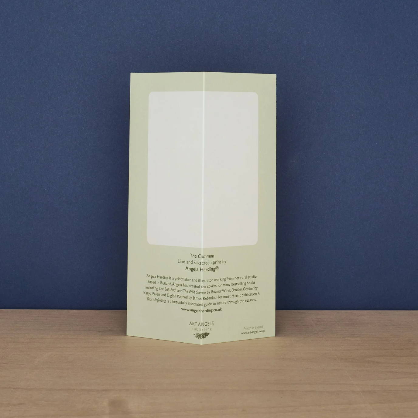 Card with text against a blue background