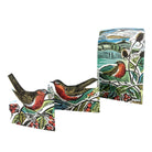 Robins and Teasels trifold greetings card by Angela Harding.