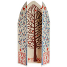 Three stylized trees with 'And Happy New Year' text on a white background