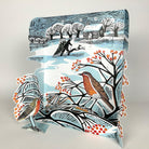 Packaged product with winter scene design featuring birds and trees on a white background