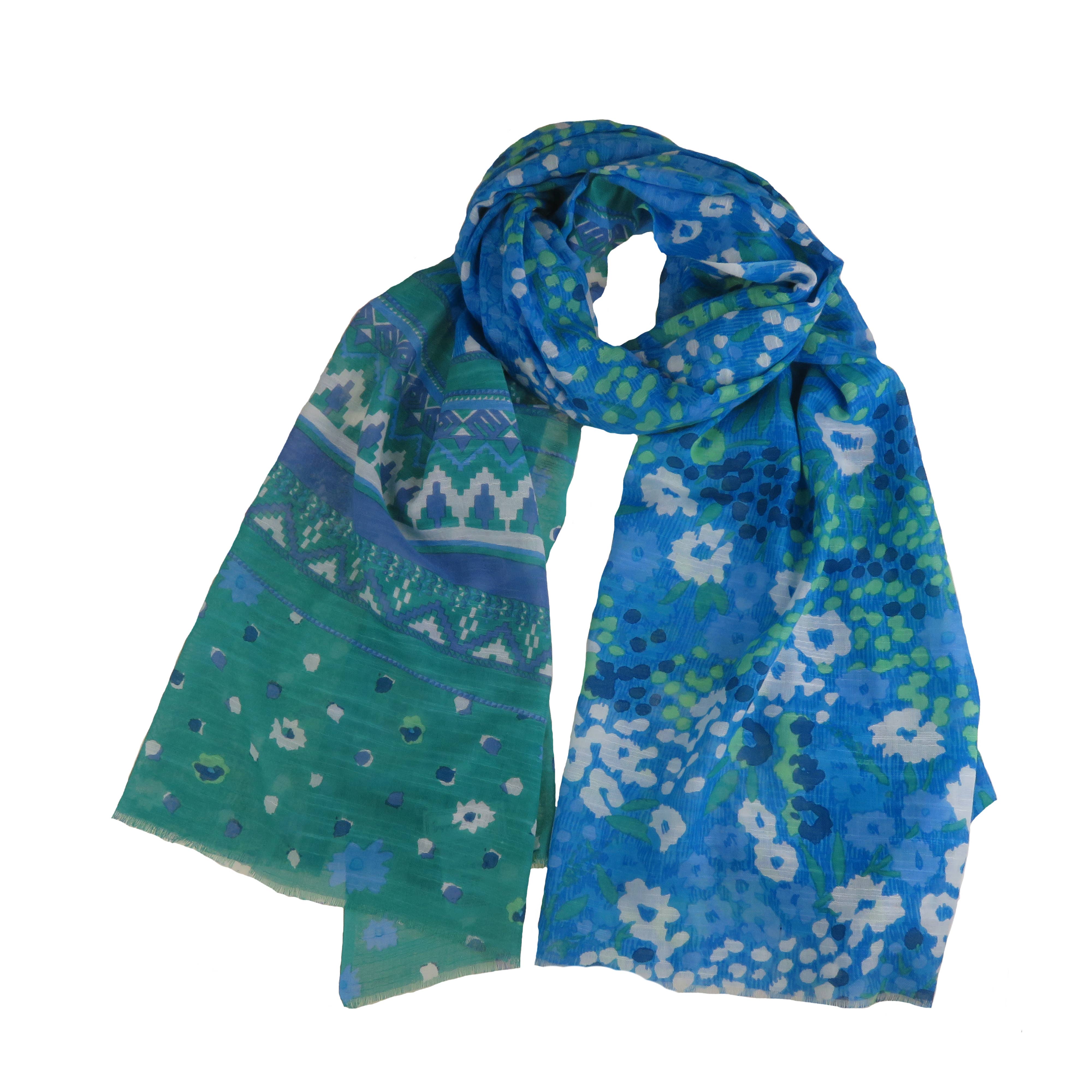 Pareo Valdemosa Stole in Green Flower Cotton