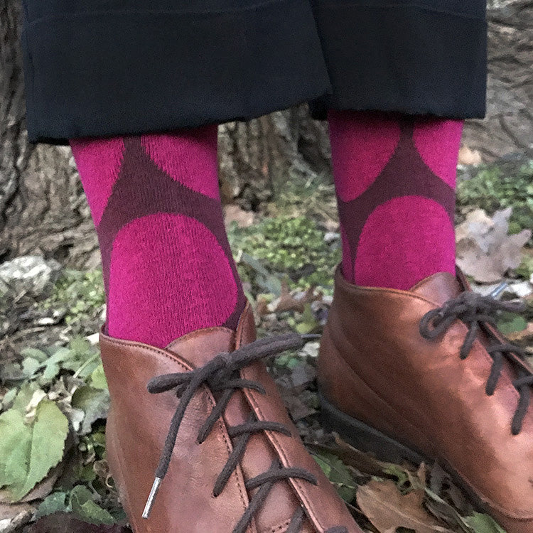 Dotty Burgundy and Magenta Cotton Odd Socks