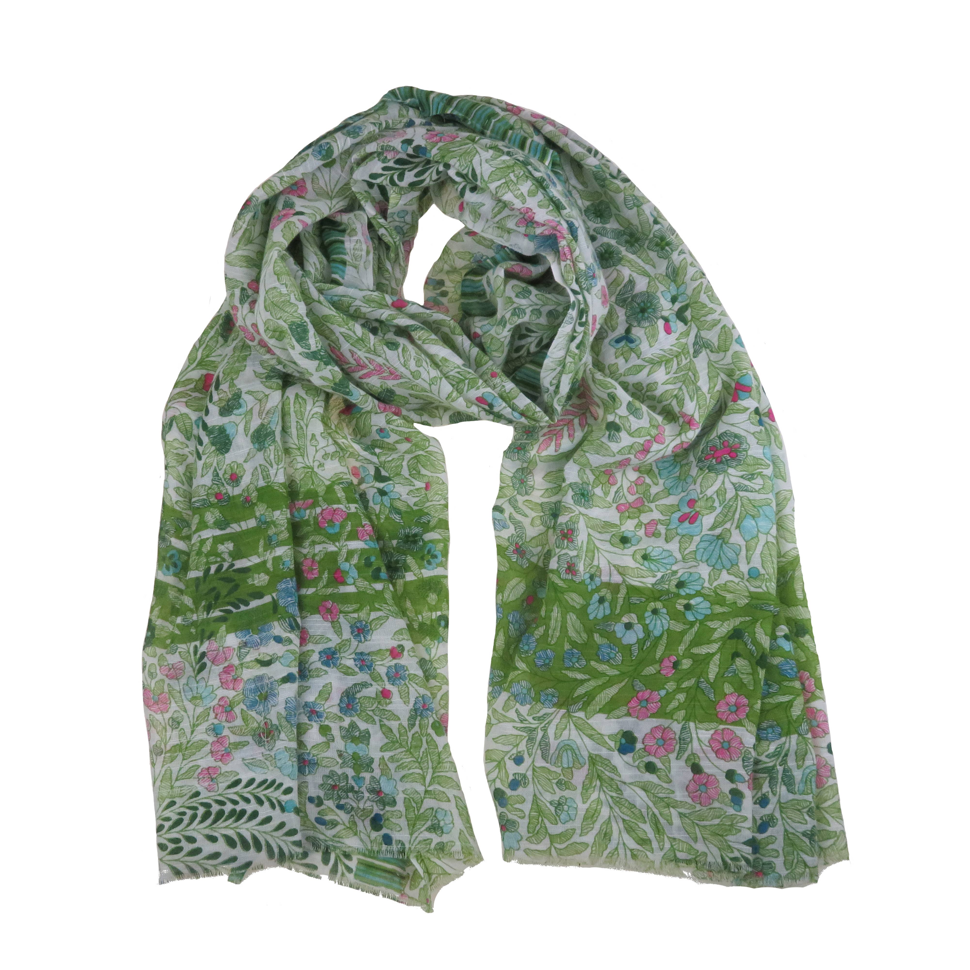 Pastoral Pareo Stole in Cotton Green