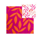 Full Length Cotton Kimono - Large Leaf Magenta & Orange